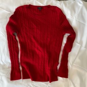 Talbots Red Cable Knit Lightweight Sweater